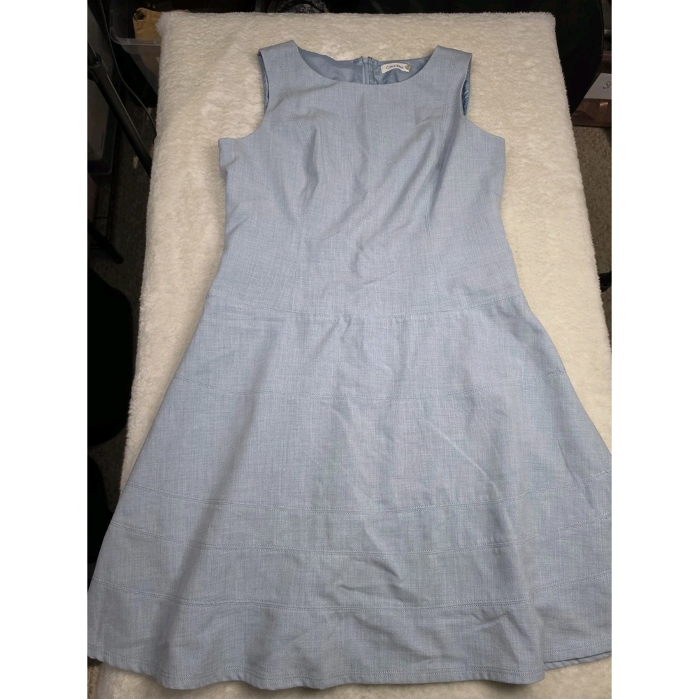 Calvin Klein Sleeveless Dress Women's Size 14‎ Blue Lined